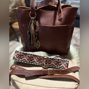 Portland Leather Goods Nutmeg Brown Leather Crossbody Tote